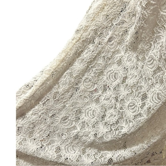 Lauren Ralph Lauren Ivory Floral Lace over Satiny Under Dress Cutout Trim Size 8 - Picture 7 of 10